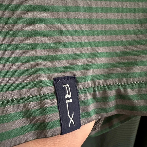 Men’s RALPH LAUREN RLX XL Performance Polo Green Gray Stripe Phila Cricket Club - Picture 4 of 8
